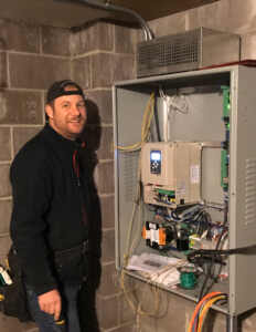 Justin working on elevator